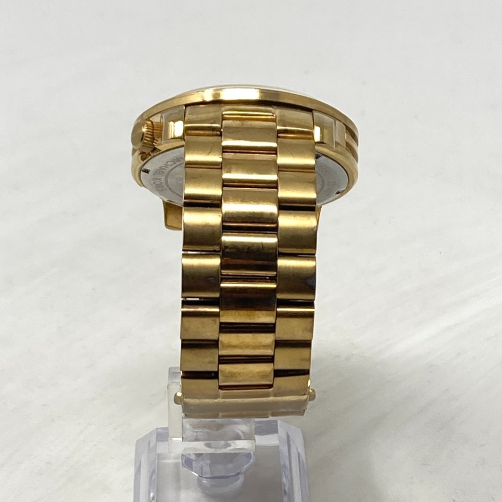 Michael Kors Watch Men 45mm Gold Tone Date World Time MK5960 100M New Battery 7" - Picture 7 of 15